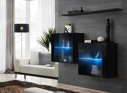 Complete Set 3-piece Designer Wall unit 2x wall cabinet Modern Wall Shelf new